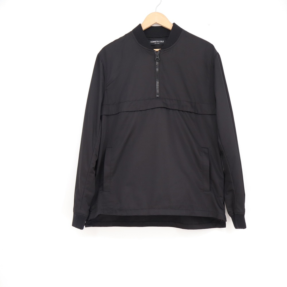 Kenneth Cole New York Mens Black Quarter Zip Pullover Jacket Side Zip Size M